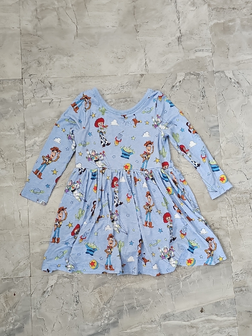 Little Sleepies Pale Blue Toy Story Print Long Sleeve Dress
